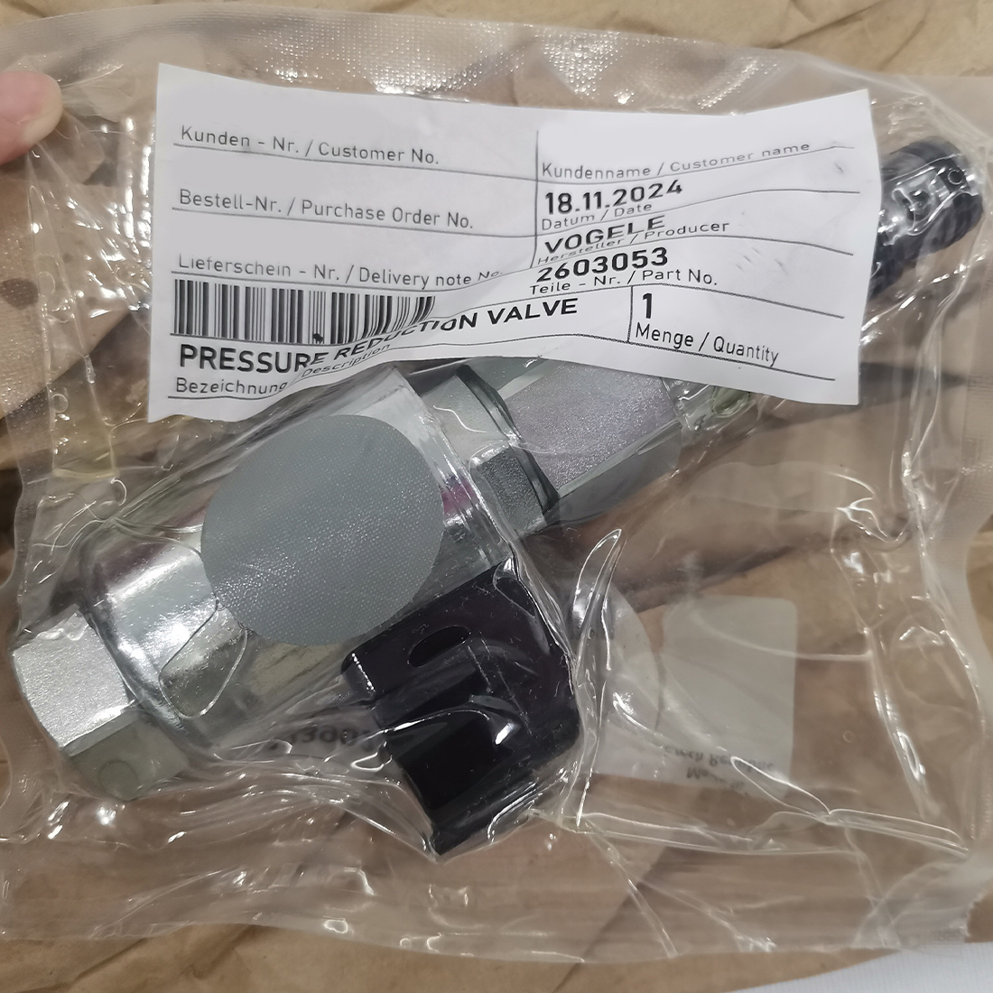 2603053 Wx2603053 Parts for Wirtgen Pressure Reduction Valve